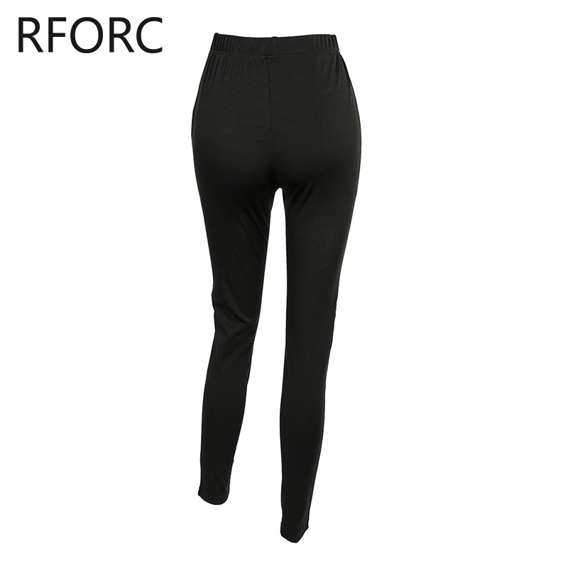 2024 Women Mesh Patchwork Elastic Waist Skinny Black Pencil Pants