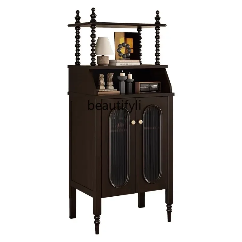 

French retro solid wood dining side cabinet American living room wall locker household storage cabinet R