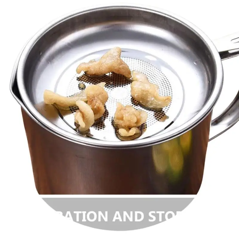 Stainless Steel Oil Filter Pot Kitchen Oil Container Can With Fine Mesh Strainer For Home Kitchen Frying Oil Storage Reuse