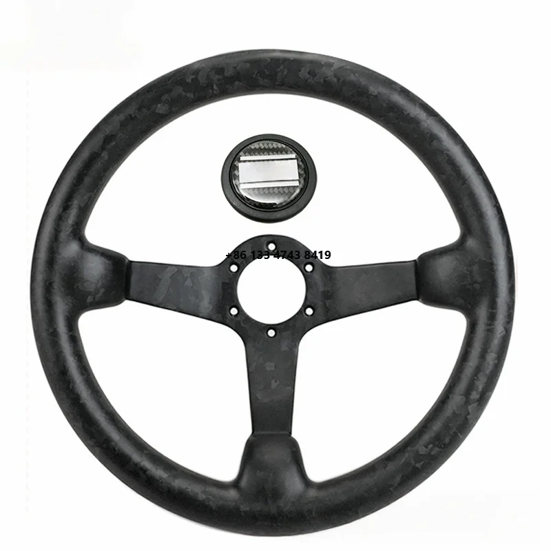 

Portable universal 14-inch three-spoke true carbon fiber steering wheel sporty style old modified car steering wheel