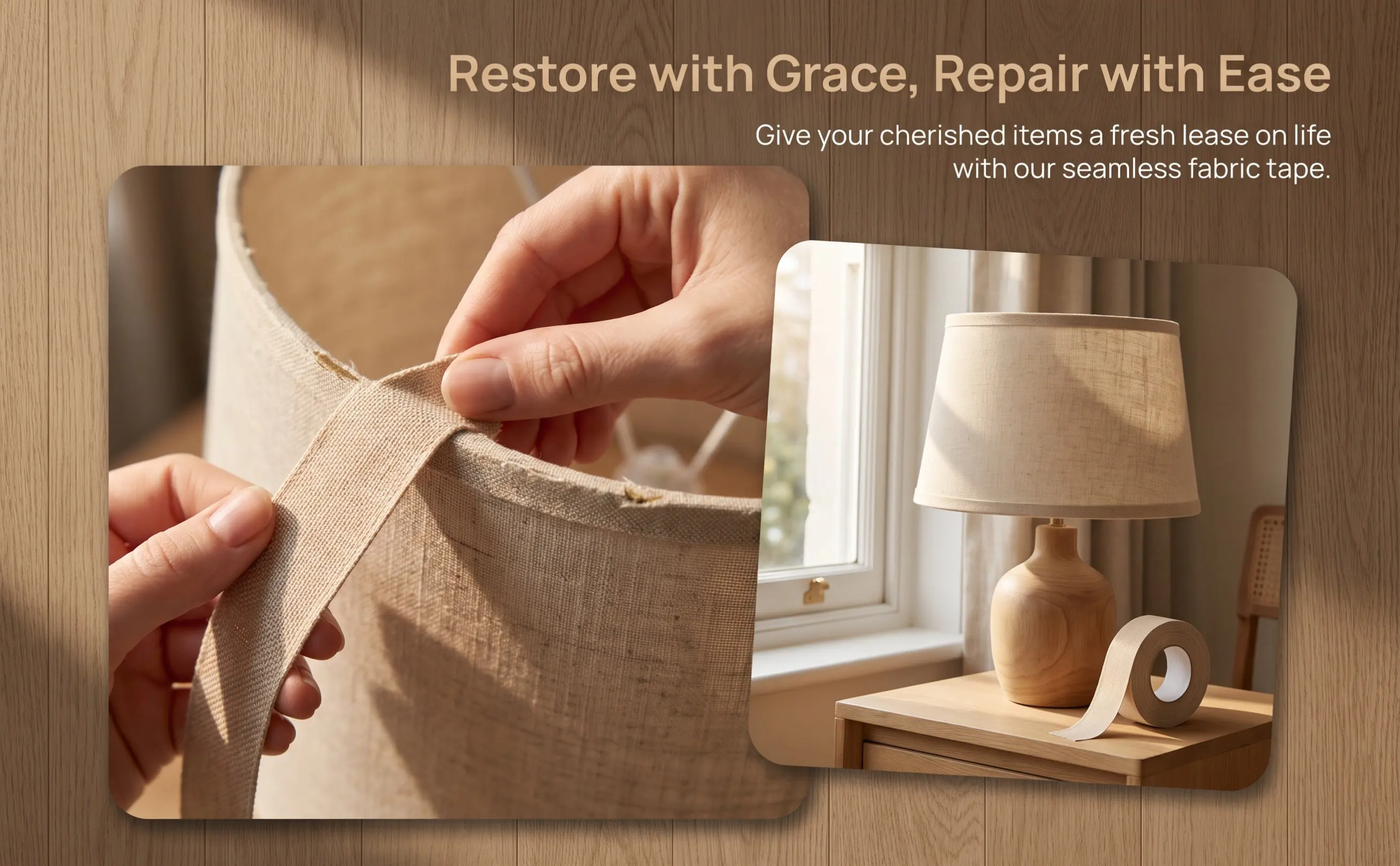 Fabric Lampshade Edge Banding Tape Self Adhesive Cloth Light Shade Tape for Repair Wrapping Crafts Furniture Home Decor DIY