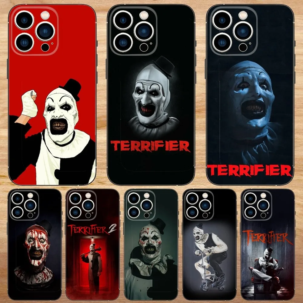 Horror Movie Terrifier Phone Case For iPhone15,14,13,12,11,Pro,Max,Plus,Mini,X,XS,XR,8,7,6,S,Plus,SE Soft Black Case