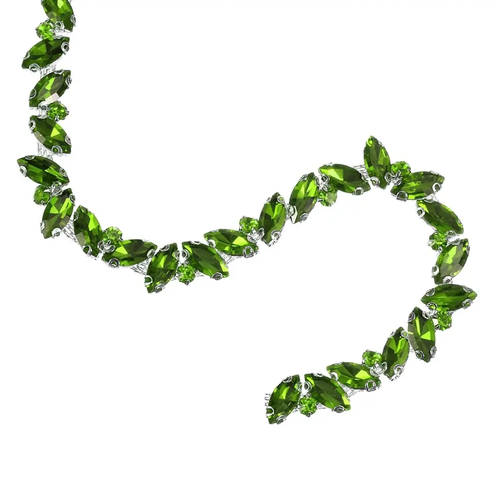 

3 Yards Rhinestone Chain Trim - 10mm Bling Shiny Crystal Chain Applique for Sewing, DIY Jewelry, Clothing (Sapphire Green)