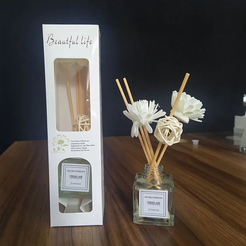 50ml Reed Diffuser Sets Lavender Jasmine Aromatherapy Household Bedroom Flameless Essential Oil with Rattan Vine Sticks