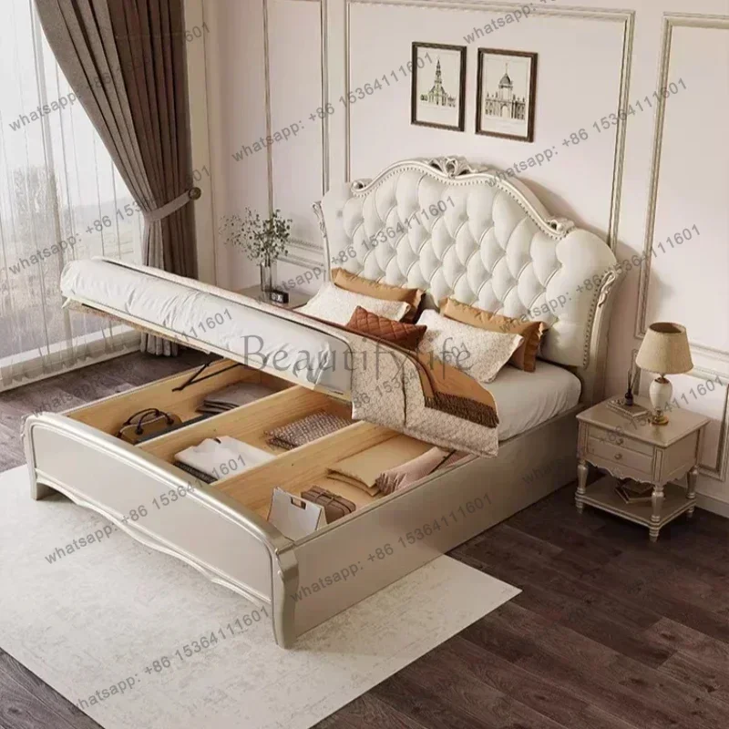 FG Bedroom Beds Modern Camas Matrimoniales Furniture King Size Genuine Leather Double Bed 180x200cm High End Elegant Comfortable