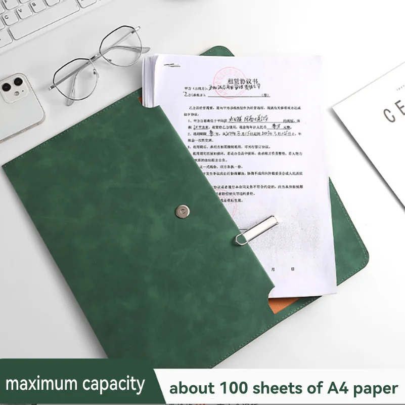 A4 PU Leather Document Bag Waterproof Business Envelope File Folder for Office Meeting Exam Contract Storage Pouch image 3