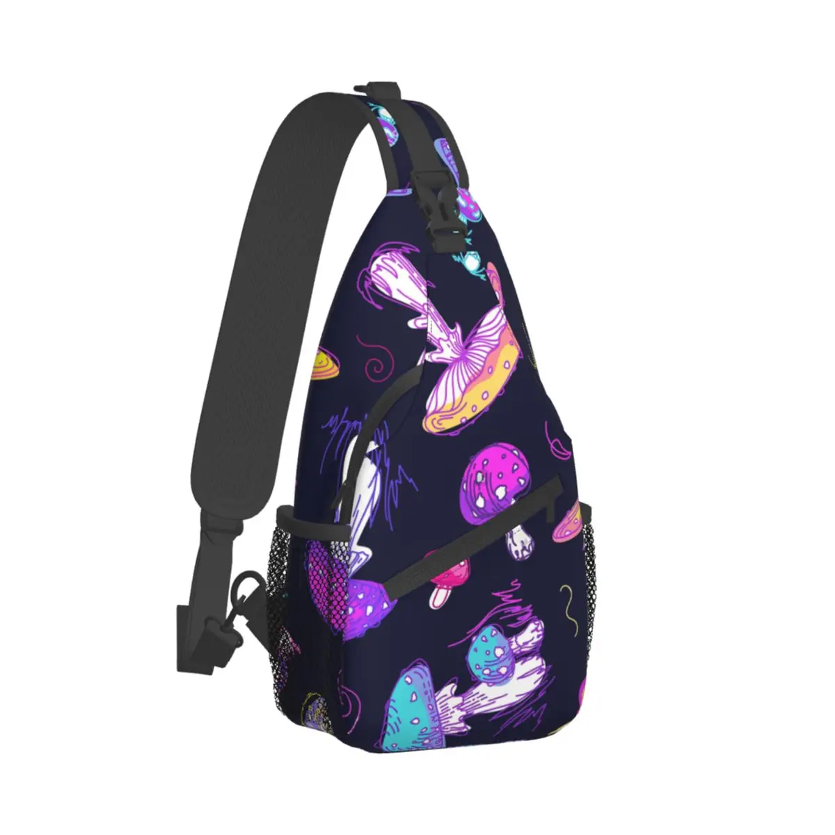 

Mushrooms Patterns Crossbody Chest Bags Psychedelic Pattern Pockets Travel Pack Messenger Sports Teens Shoulder Bag Unisex