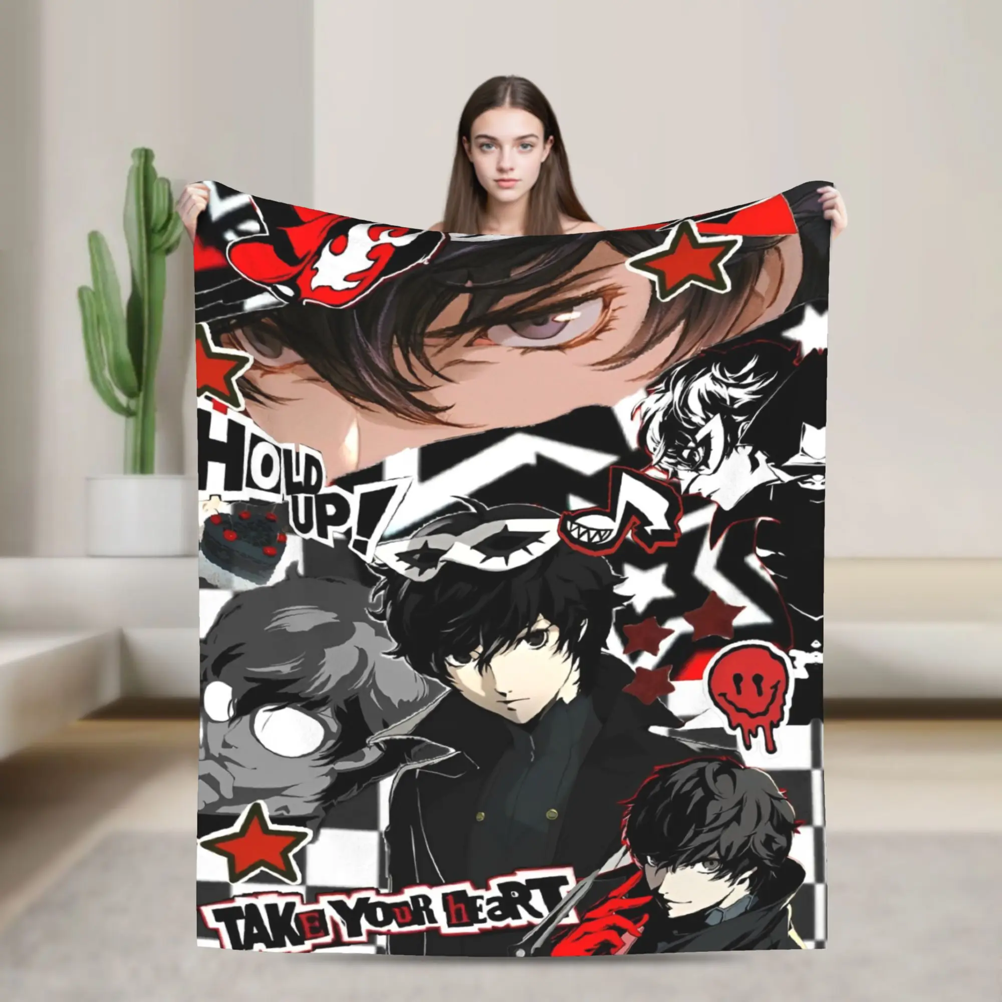 Persona Video Games Blankets Joker  Plush Novelty Breathable Throw Blanket for Home Textile Decor