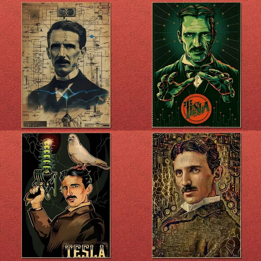 العالم الشهير الناس نيكولا تسلا-T المشارك قماش اللوحة المشارك مع يطبع غرفة نوم المنزل غرفة المعيشة الديكور هدية