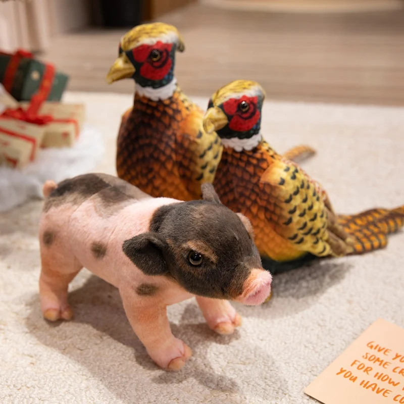 28cm Simulation Bird Piggy Pig Wild Animal Plush Toy Like Real Stuffed Plushie Home Decor Men Gift