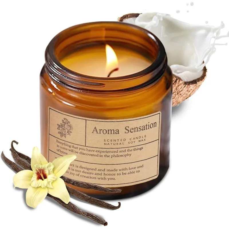 Organic Coconut Vanilla Candle - Non-Toxic Soy Candle, Perfect for Home, Relaxation, and Meditation (7 oz)