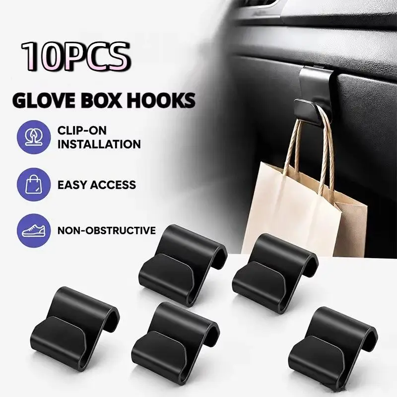 10 Pcs SEAMETAL Universal Car Copilot Hooks Wall Mounted Storage Hooks For Glove Box Interior Accessories