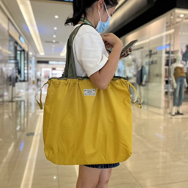 Foldable Portable Supermarket Shopping Bag, Reusable Eco-friendly Tote Bag, Waterproof Fashion Grocery Bag, Travel Storage Bag,