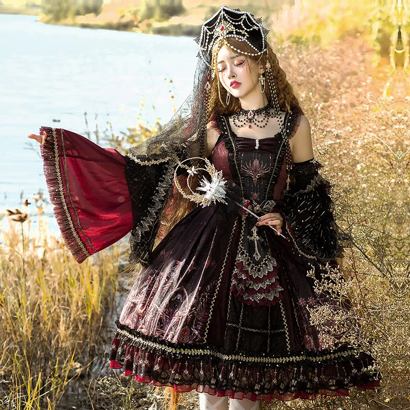 Sakura Kleid cos Lolita rotes Herz Auge Jsk Palast Stil Kleid elegante Königin Zepter Kleid rote Königin Kleid die Königin Garderobe