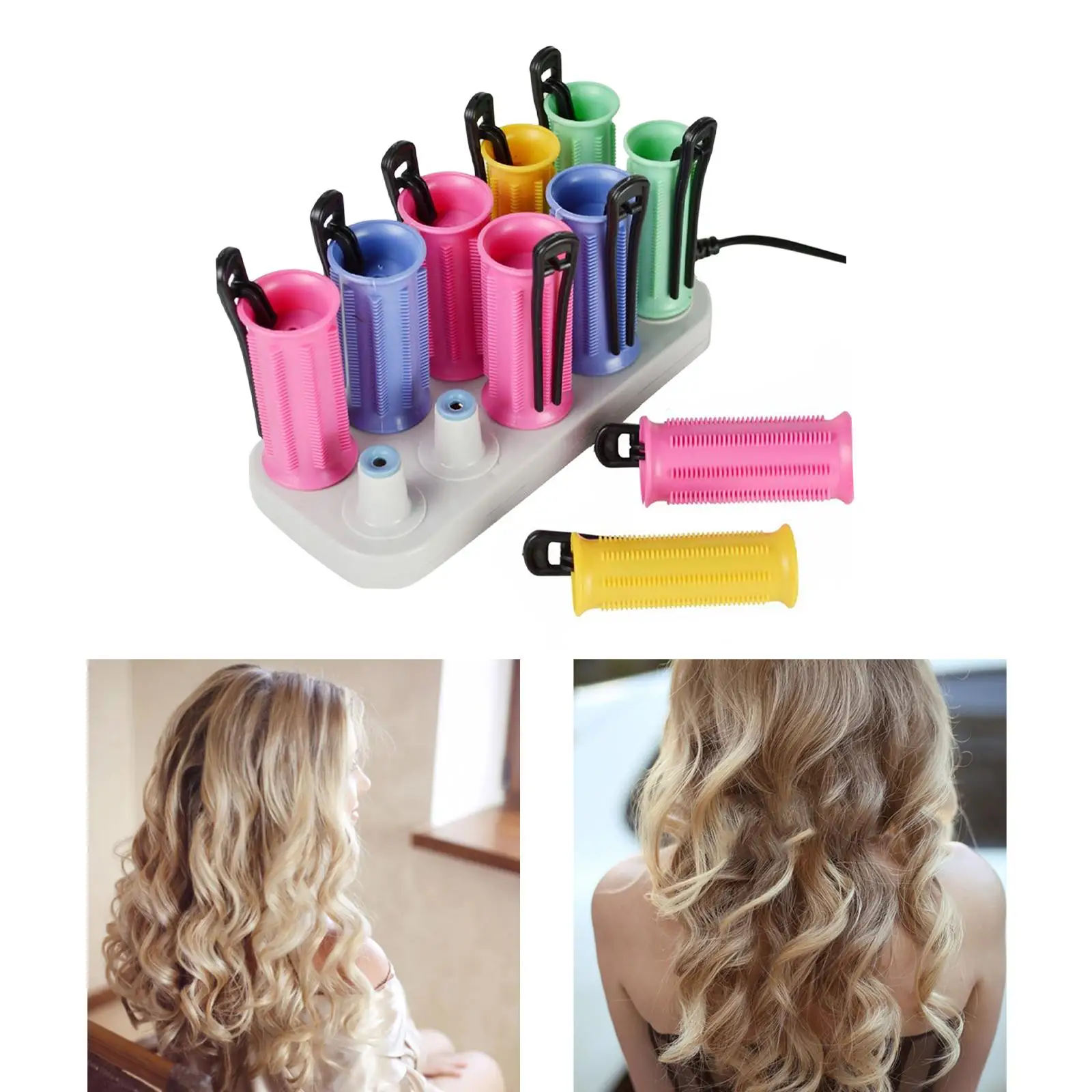 

Electric Heated Fast Heating with 10x Hairpins Women Curler Set Heat Roller