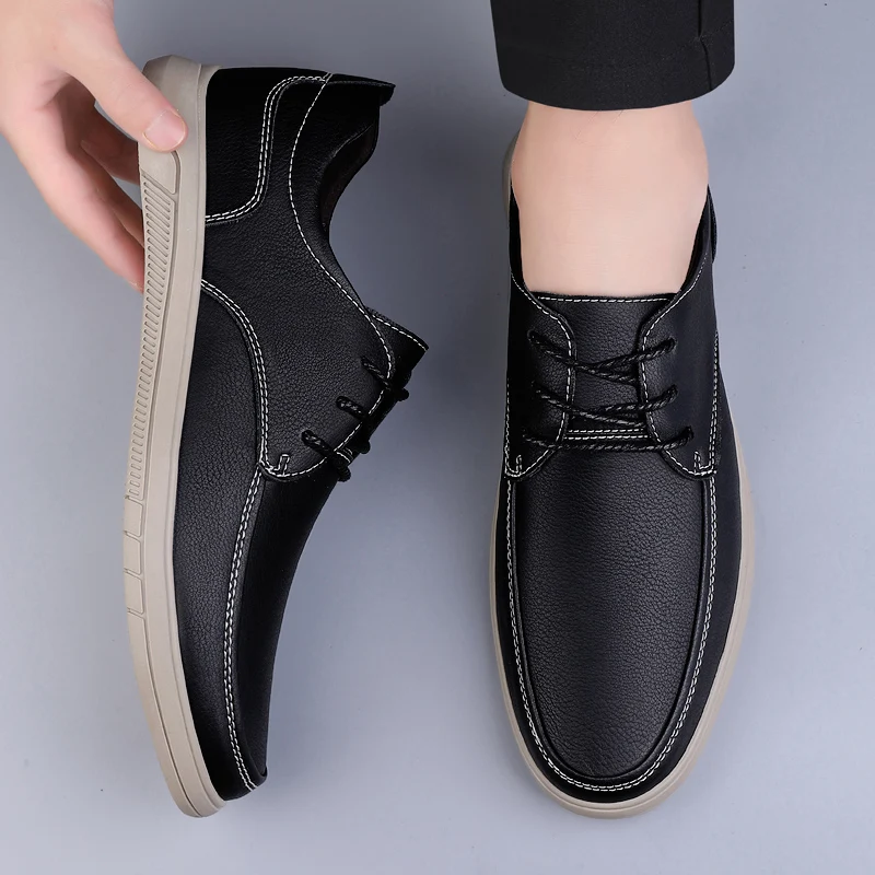 2024 High End Brand Men's  Leather Casual Shoes High-quality New Business Formal Shoes Men's Oxford Shoes Versatile Black