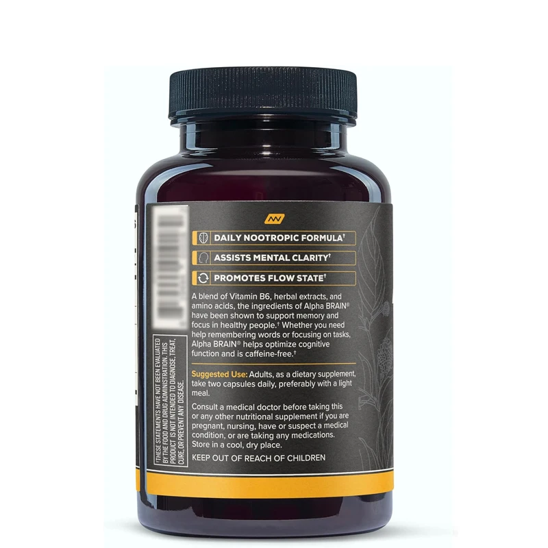 Alpha Brain - premium puzzle brain supplement - focus, concentration, and memory - Alpha GPC, L-theanine, and fake purslane