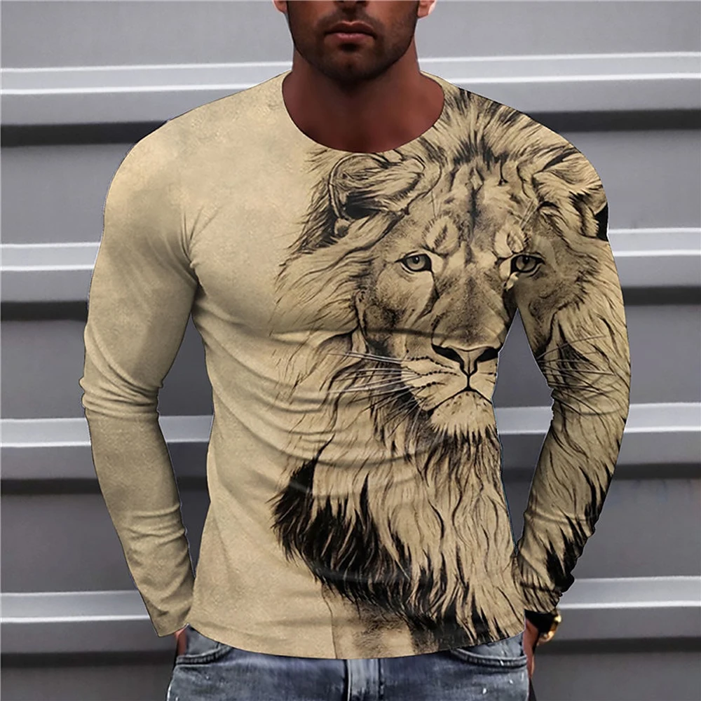 

New Men Overbearing Lion Print Crewneck Hoodie Men Knight Element Print Hoodie Men Autumn Sports Hoodie Men Winter Warm Hoodie