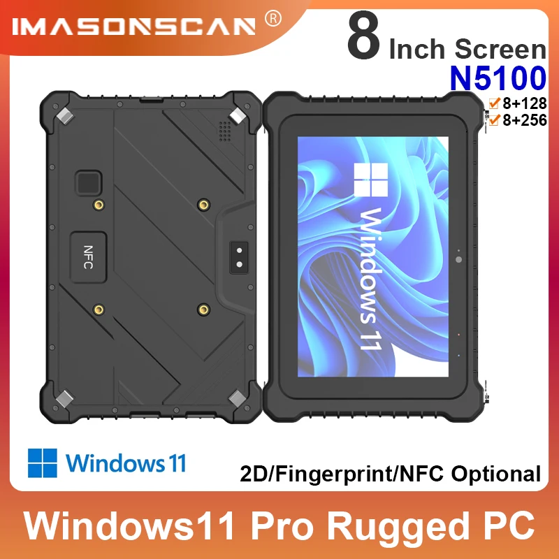 8 Inch Windows 11 Pro N5100 Rugged Tablet 4G LTE GPS 8GB RAM/256 GB ROM Barcode Scanner / Fingerprint / NFC Support