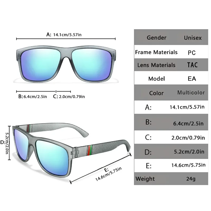 Klassische Herren-Sonnenbrille mit quadratischen polarisierten Gläsern, Outdoor-Fahren, Radfahren, Laufen, Schutzbrille, Vintage, großer Rahmen, UV400 – Detail 6