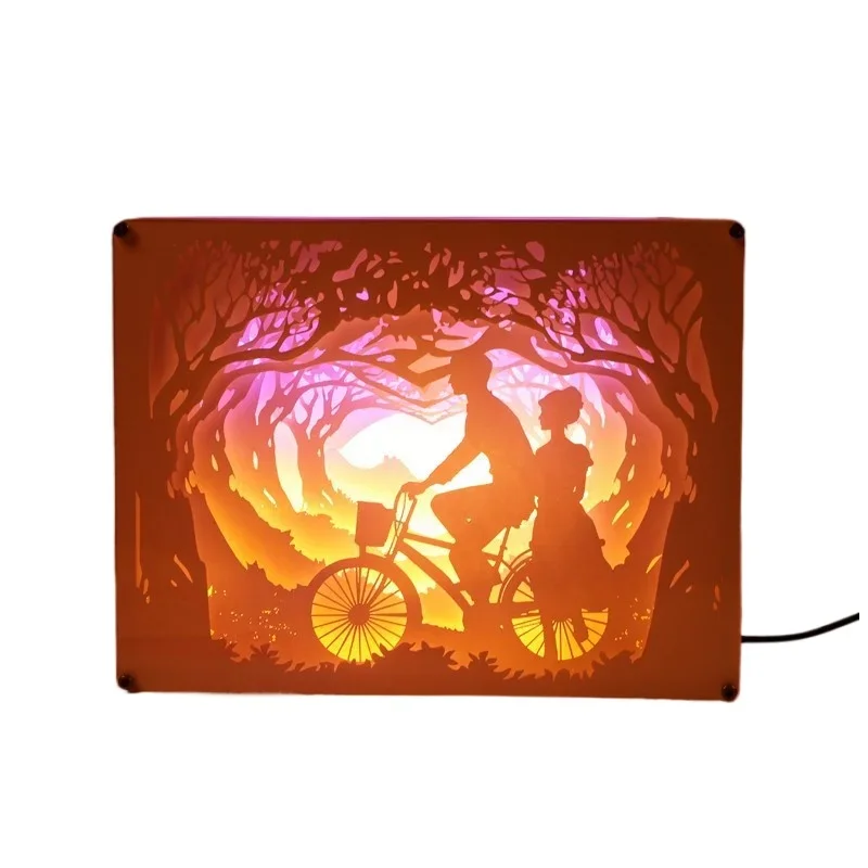 

Light and shadow paper carving lamp smiled slightly, superimposed shadow paper-cut three-dimensional study, bedroom, living