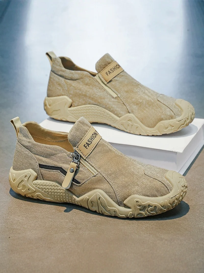 

Men's Casual Canvas Shoes Breathable Comfortable Workwear Durable Anti-slip Rubber Sole Outdoor Leisure Sporty Style