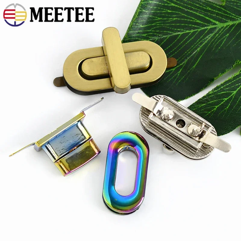 2Pcs 34x16/42x17mm Bag Locks Turn Twist Lock Strap Metal Buckles Purse Handbag Decorative Closure Clasp DIY Hardware Accessories