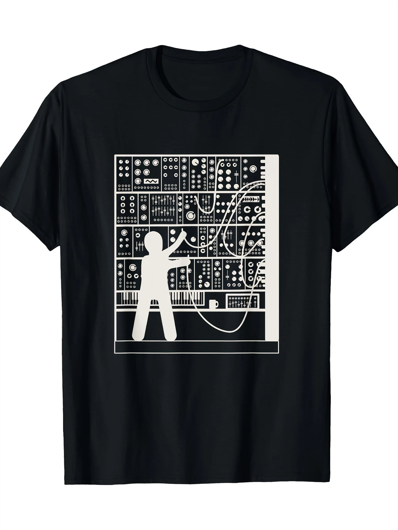 High-quality modular synthesizer graphic T-shirt perfect for tech and music gear suitable for all seasons  vintage t shirt