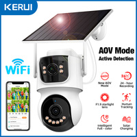 KERUI 4MP Dual Lens AOV 4G Solar Camera Outdoor Surveillance WiFi IP Camera Solar-Powered Security Camera with Night Vision