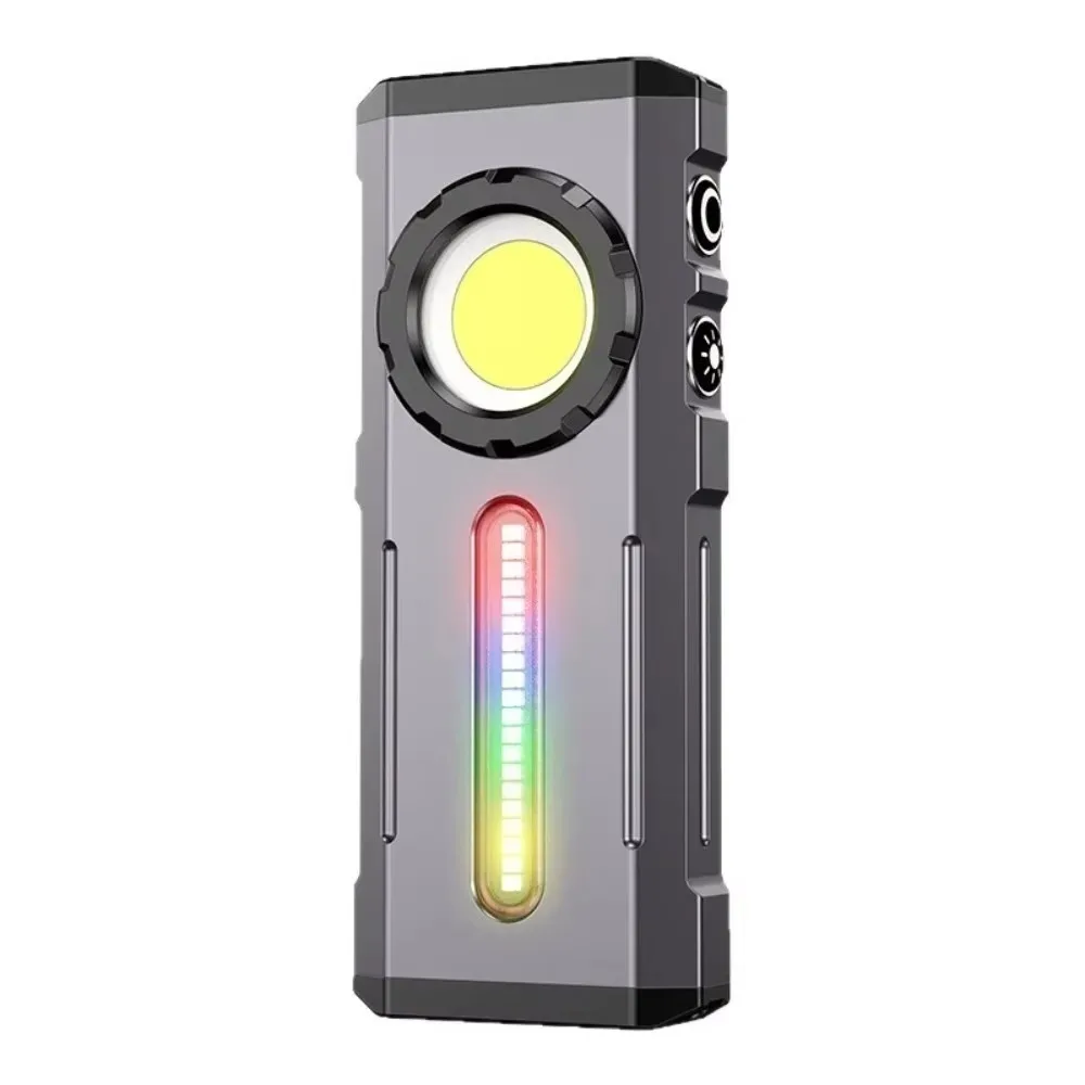 Hat‑Clip COB Flashlight Magnetic Base Torch With RGB Side Light Type‑C Rechargeable For Outdoor Camping Inspection Repairing