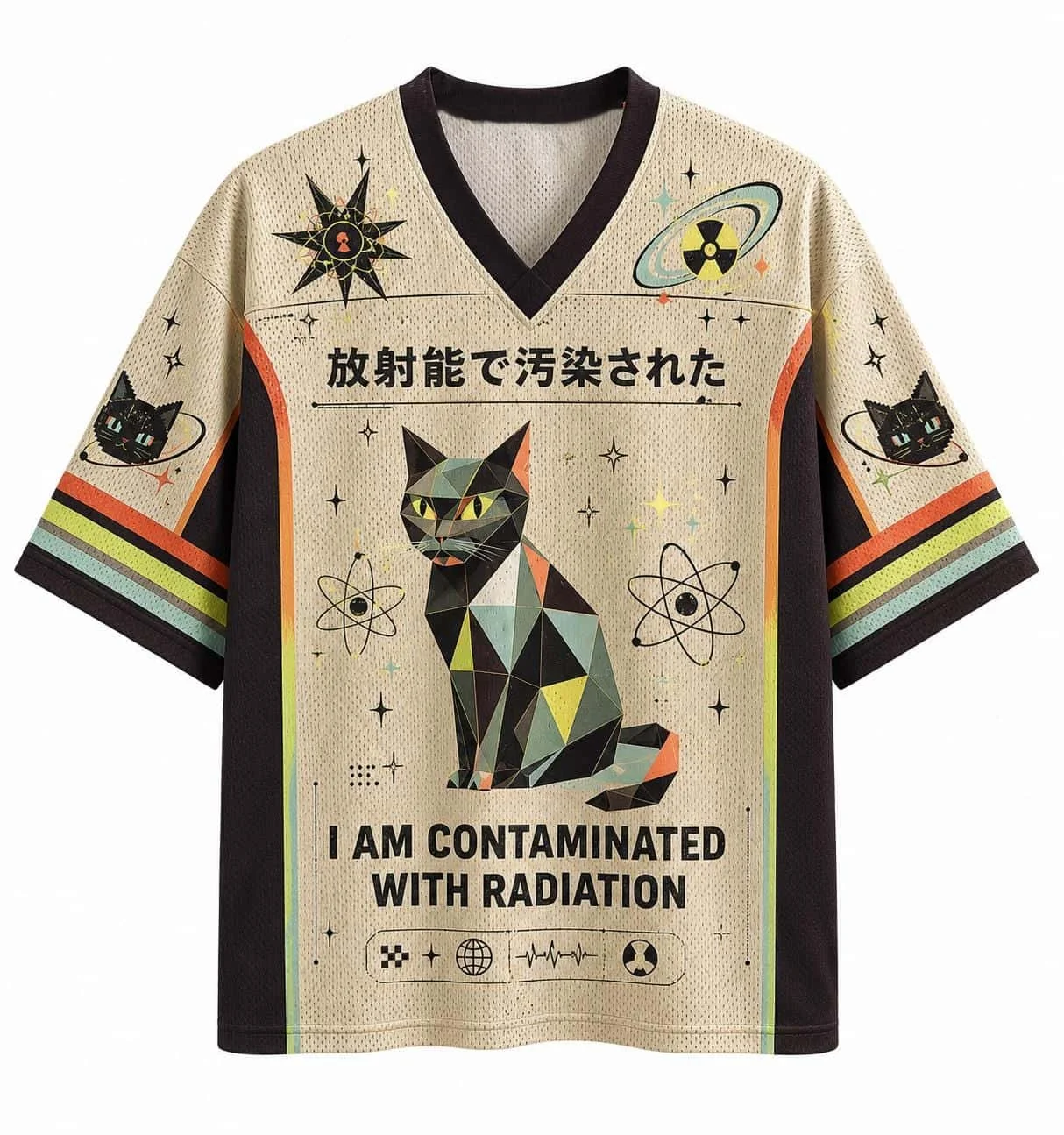 Fashion Cat Pattern 3 D Printed Casual Street Punk Outdoor Fitness Men Plus-size V-neck T-shirt Large Size parent-child Clothing