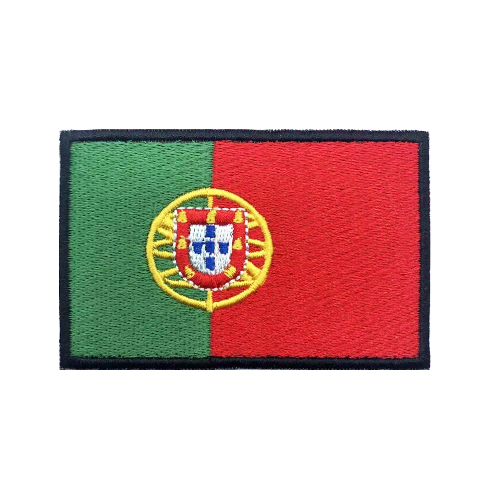 Flaga Portugalii Naszywki na ramię Haftowana naszywka z haczykiem i pętelką Żelazko na haftowanej odznaku Wojskowy pasek