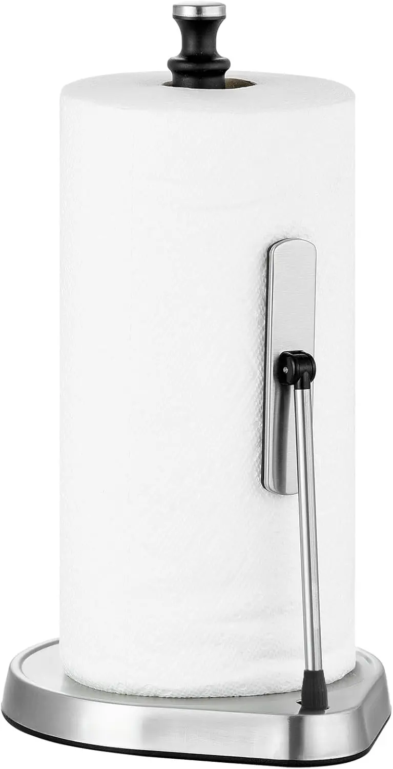 

Держатель для бумажных полотенец с функцией отрыва одной рукой и нескользящим основанием для кухни и ванной, черная нержавеющая сталь