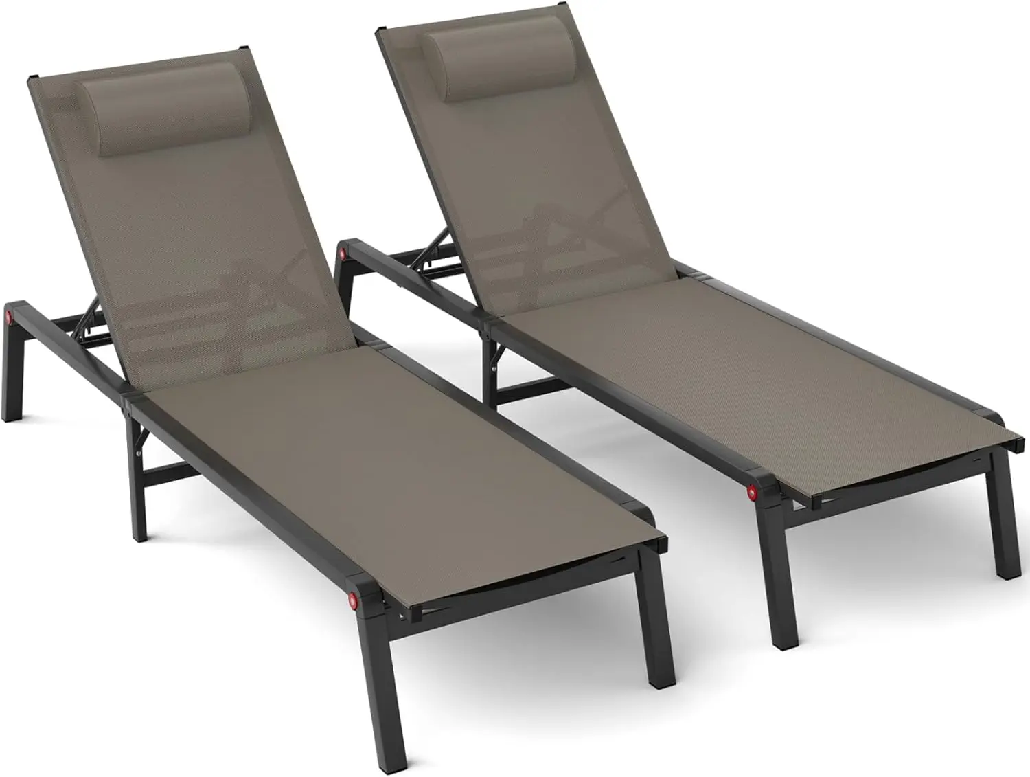 

WOAJN Aluminum Patio Chaise Lounge Chair Set of 2,5-Position Adjustable Backrest,Foldable Lounge Chair Outdoor,Pool Lounge Chair