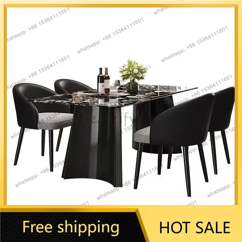 PG Italian minimalist Western dining table Modern minimalist household rectangular villa high-end supercrystalline dining table