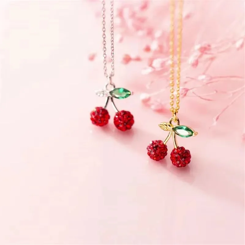 

Uini Tail hot selling new 925 sterling silver fashionable temperament small cherry pendant fruit necklace of high quality XL003