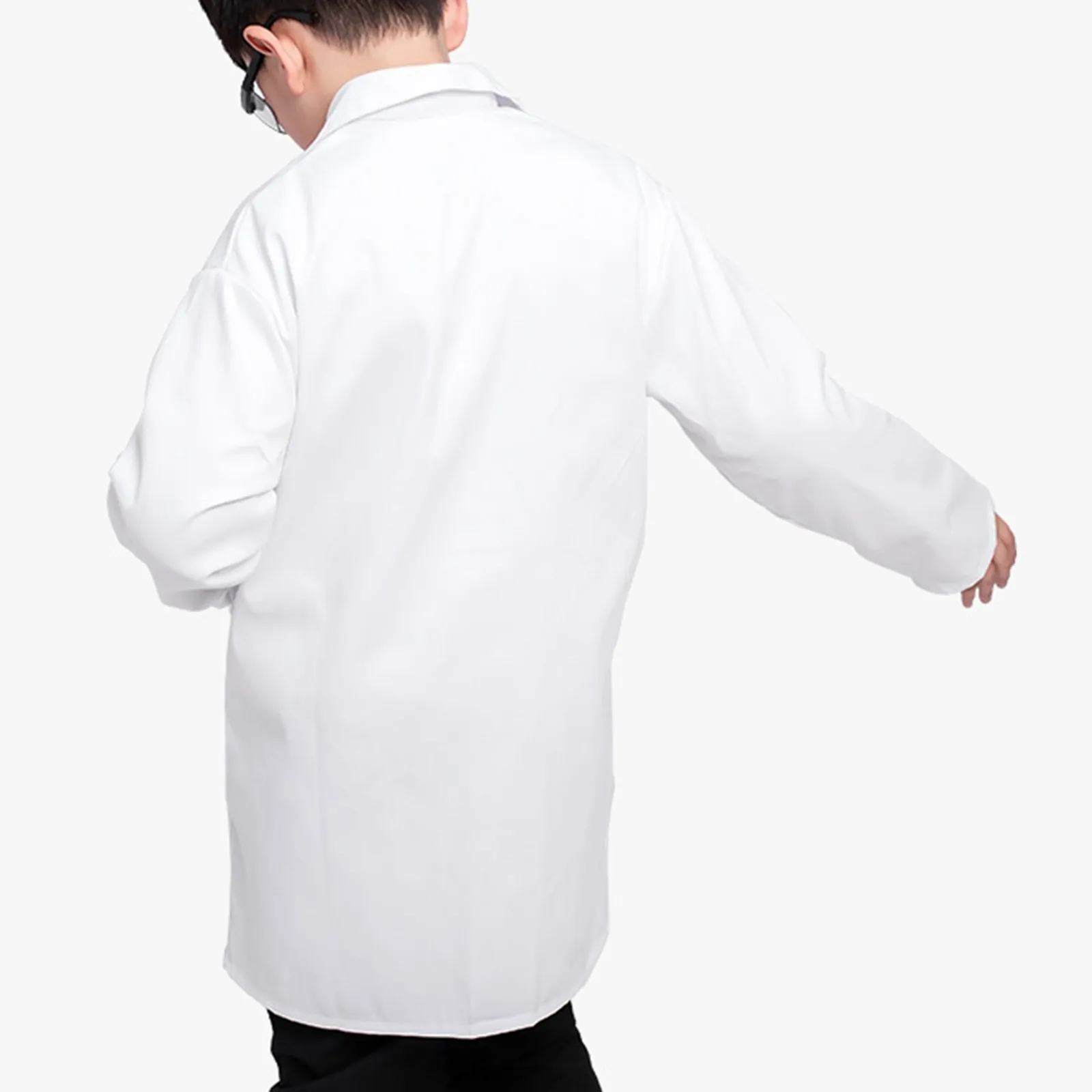 Children Unisex White Lab Coat Long Sleeve Pockets Uniform Work Wear Doctor Nurse Clothing Boy Girl White Summer Spring
