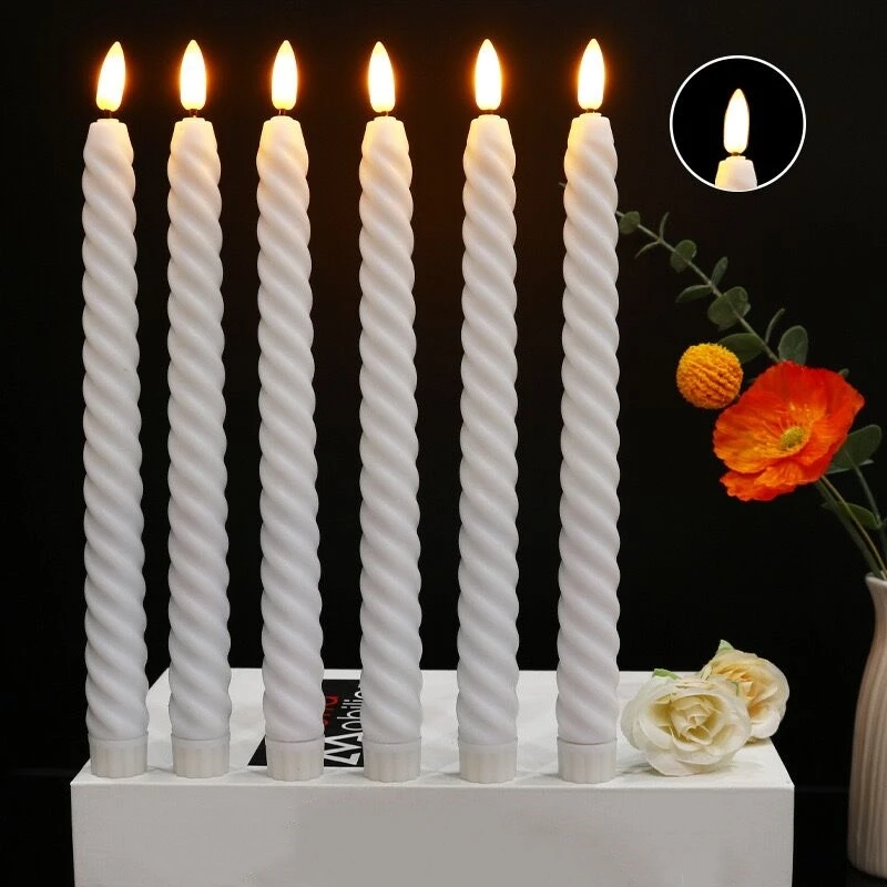 Spiral Flameless Led Taper Candle Remote control w/Timer Church CandleSticks Twisted Home Christmas Battery Operate stick Candle