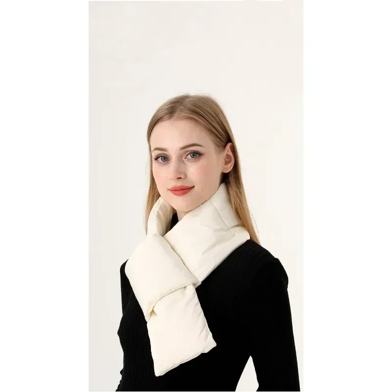 Women Down Cotton Scarf Windproof Winter Warm Thicken Down Cotton Scarf Camping Cycling Skiing Scarve Hiking Skiing Soft Scarves