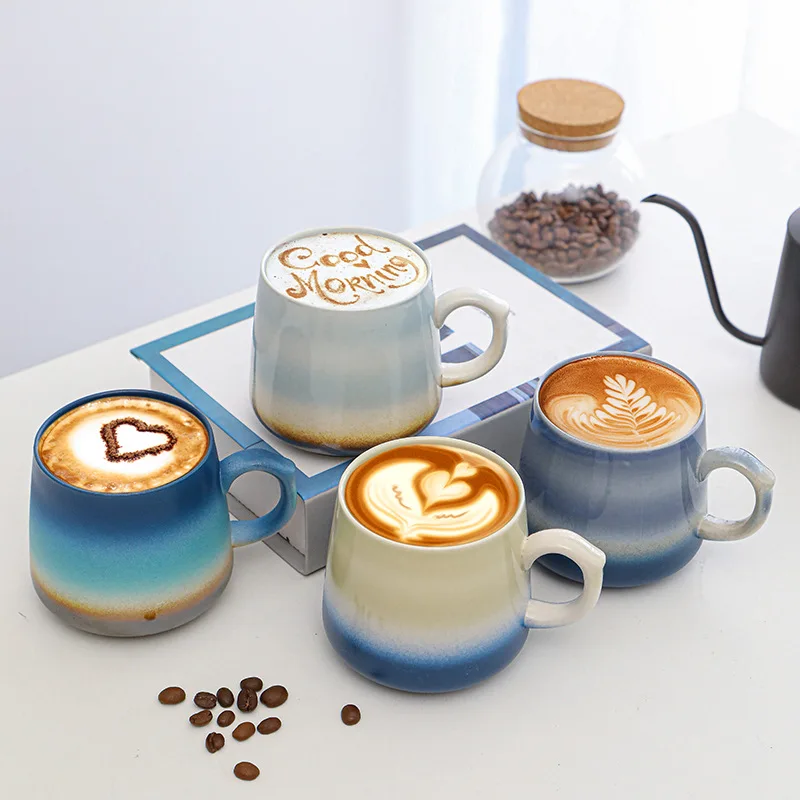 350ml Nordic Ceramic Coffee Mug Breakfast Milk Cup Home Office Tea Cup Japan and South Korea Retro Water Cup