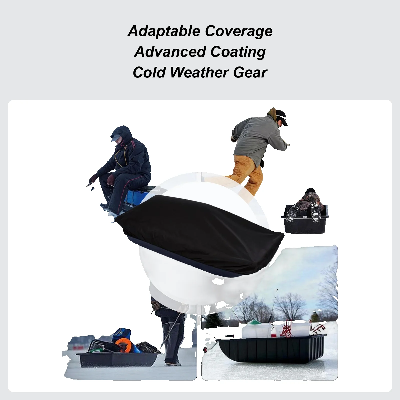 

Чехлы для саней, водонепроницаемые портативные укрытия, 60,24x24,02x8,27 дюйма, Оксфордские аксессуары для зимней рыбалки с эластичными лентами для зимней рыбалки
