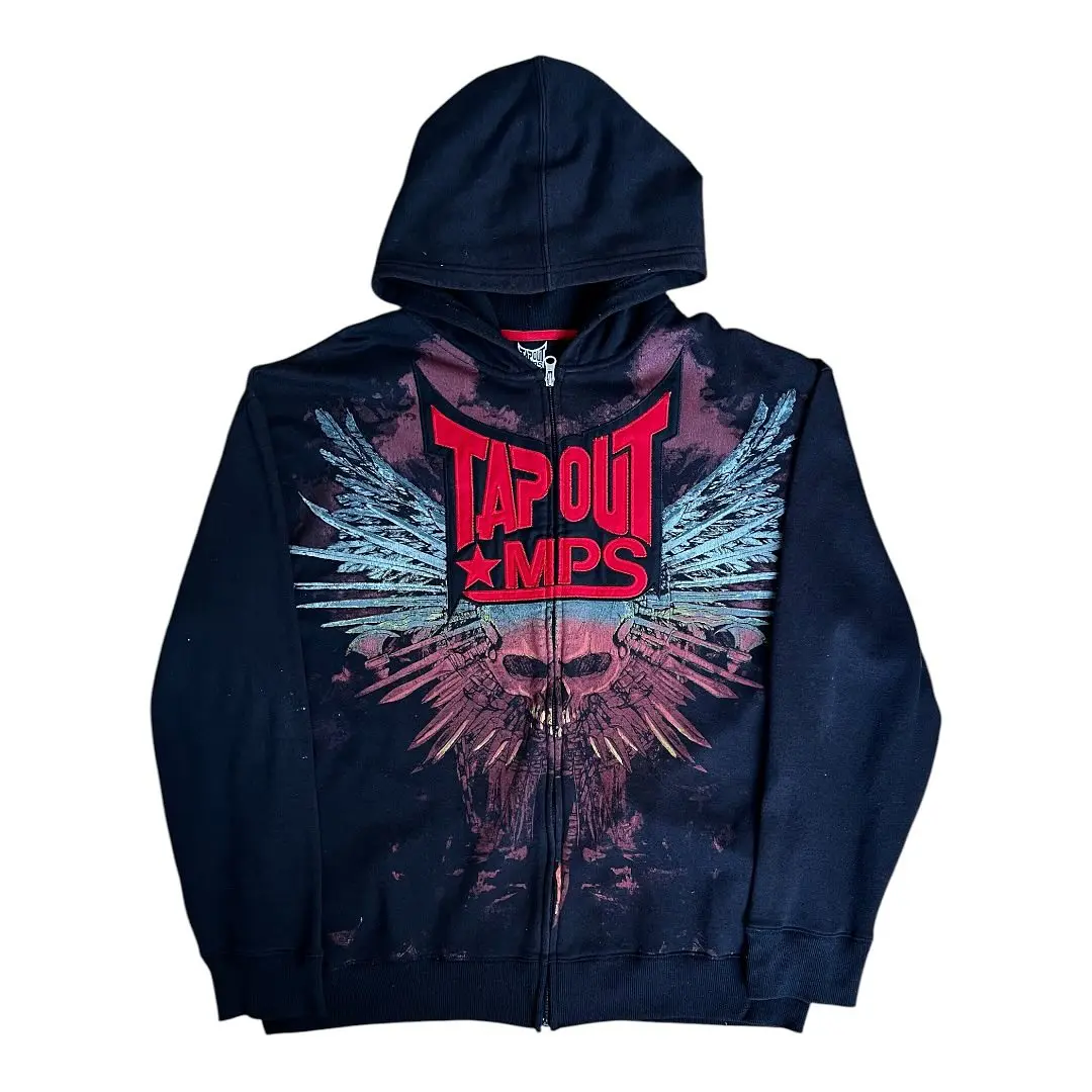 

American Vintage Zip Hoodie Tapout Mps Print Oversized Hoodies Women Sweater Harajuku Y2k Tops Hip hop Gothic Streetwear