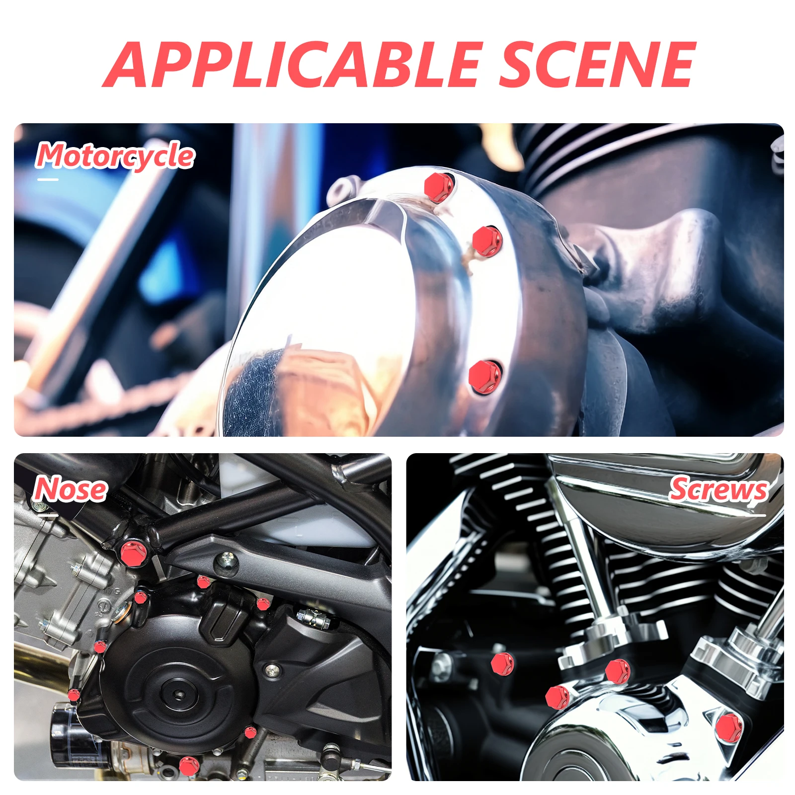 

30pcs Motorcycle Screw Cap Cover Head Nut Axle Nut Cover Replacement Bolt Toppers Engine Bolt Head Covers Motorbike for Pedal