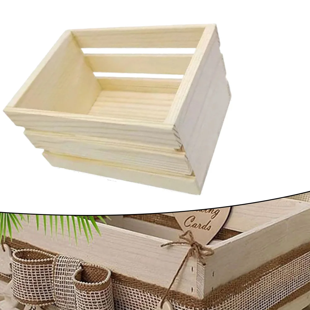 Wood Storage Box Fruit Cosmetics Organizer Desktop Mini Wooden Basket Model Pine Wood Storage Basket Miniature Storage Basket