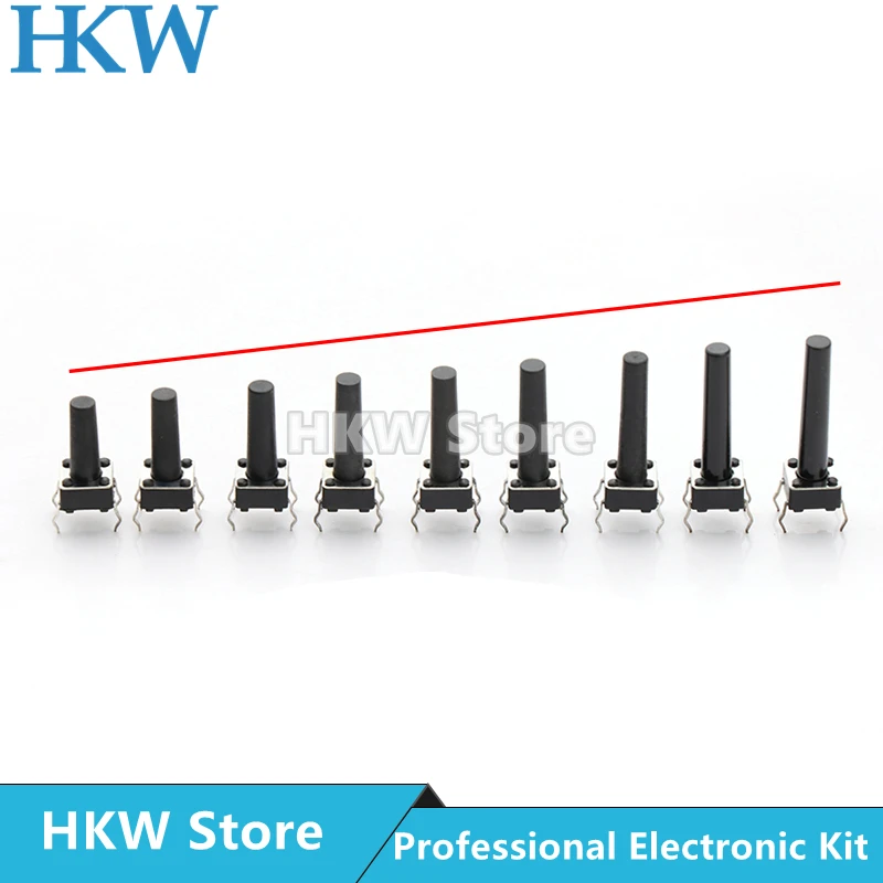 20pcs 6x6 Mini Push Button Switch DIP Tact Switch 6X6X4.3 6*6*4.3/5/6/7/8/9/10/11/12/13/14/15/16/17/18mm The Power Switch 4Pin