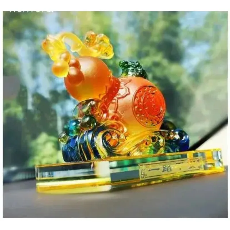 

Modern Liuli Car Auspicious Decoration Home Gourd Model Lucky Fortune Ornaments Study Office Desktop Decor Accessories Crafts