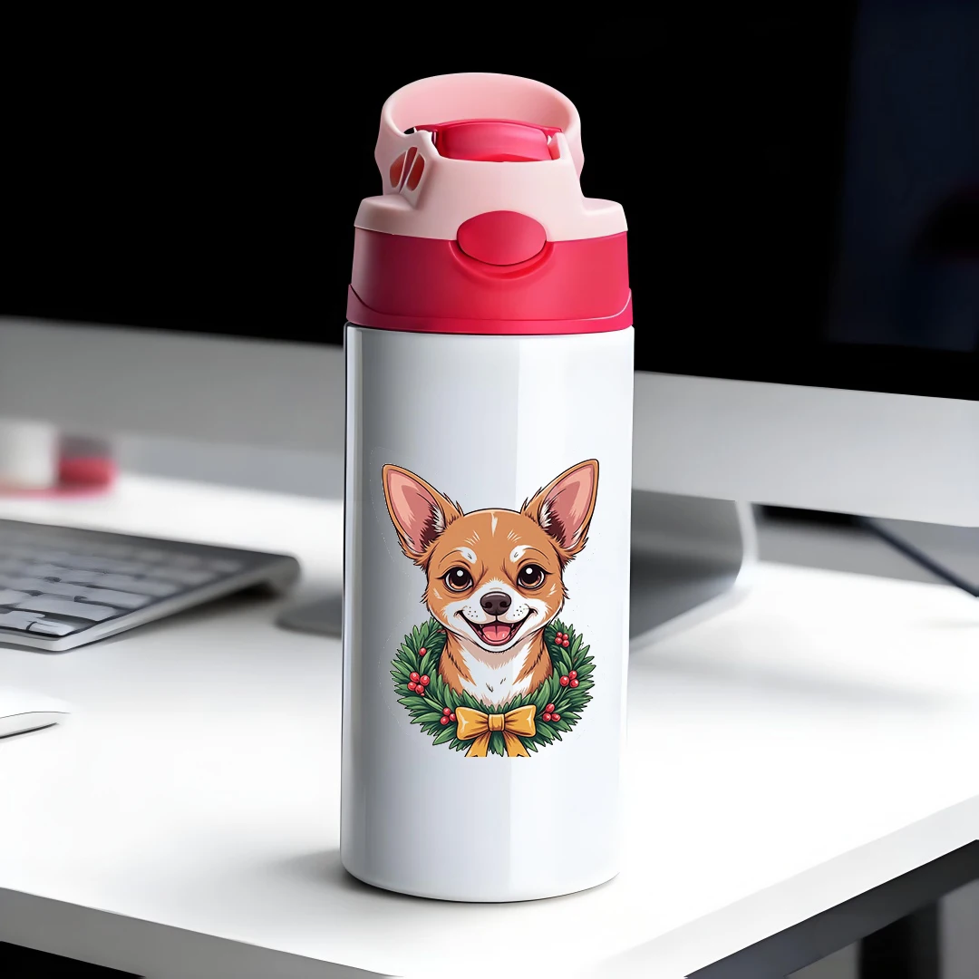 

304 Stainless Steel Insulated Cup + Cartoon Dog Flower Ring Straw Cup + Children's Straw Cup + Christmas Gift Set
