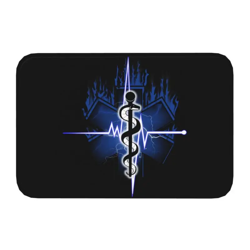 Custom Star Of Life Front Floor Door Entrance Mat Outdoor Emt Paramedic Medical Bath Kitchen Doormat Bedroom Carpet Rug