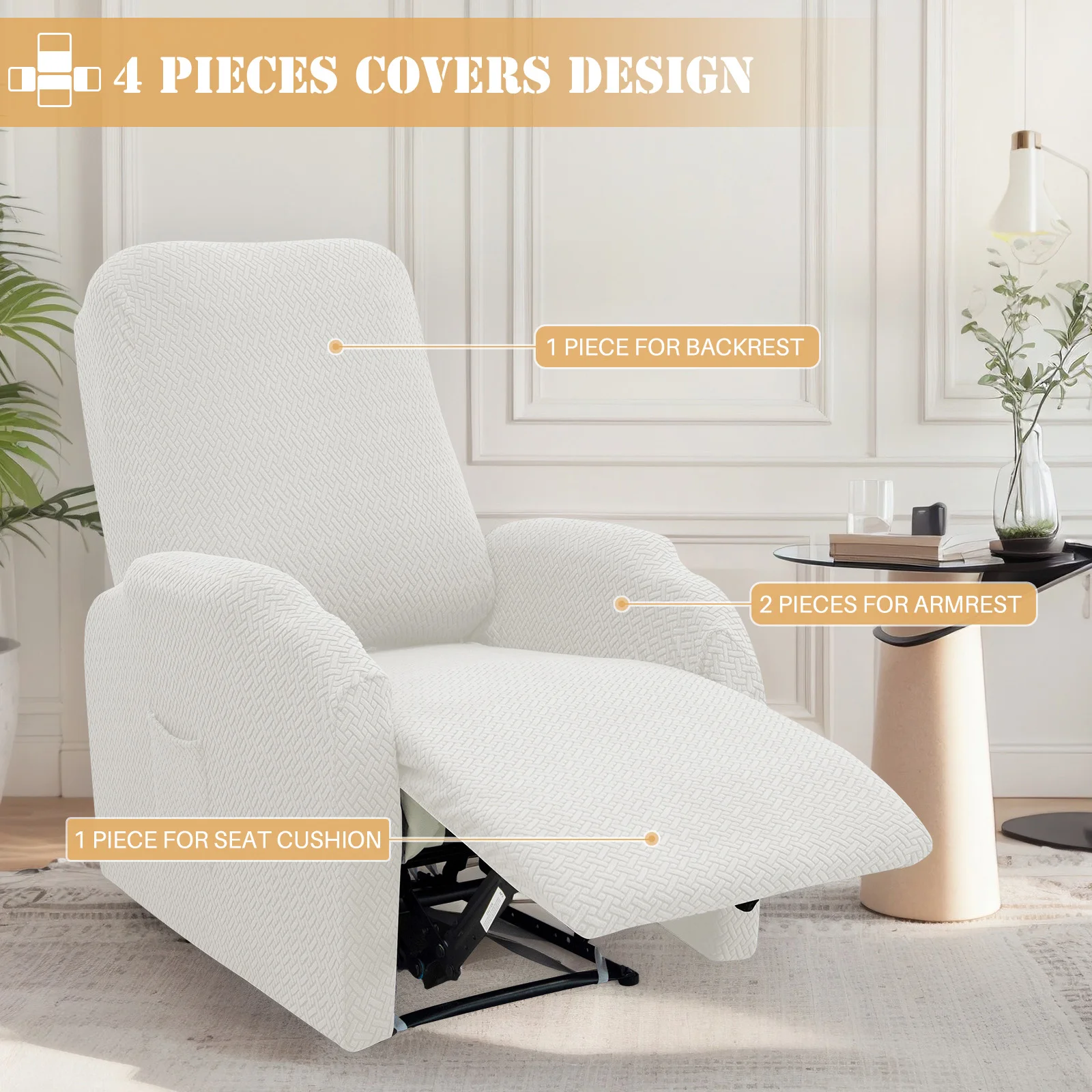 

Split Recliner Sofa Cover Elastic Spandex Lazy Boy Armchair Covers Solid Color Recliner Chair Slipcovers Furniture Protector