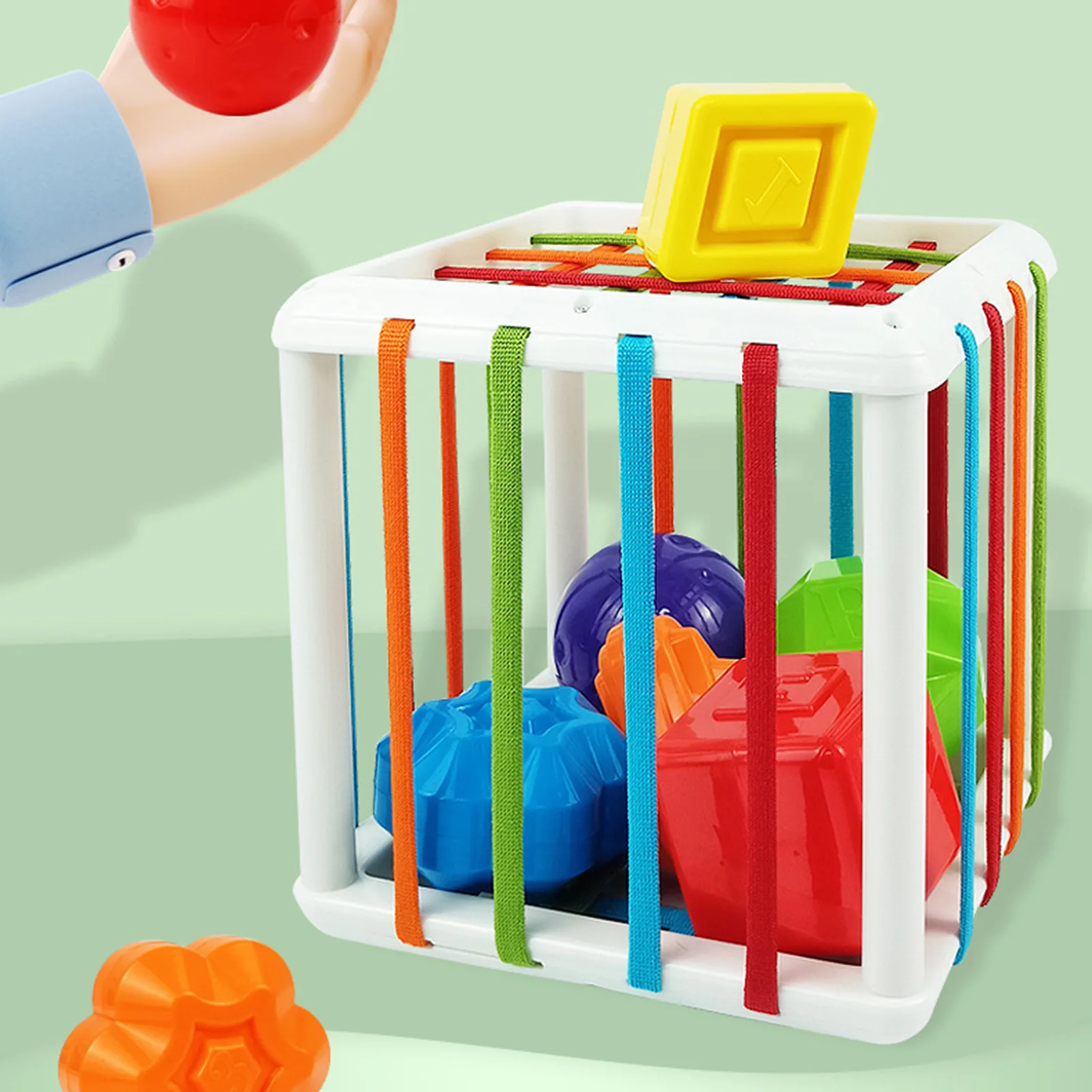 Activity Cube Bin Educational Montessori Toy with Sensory Shape Blocks for Baby Age 1 2 3 Children Boys Girls Birthday Gifts